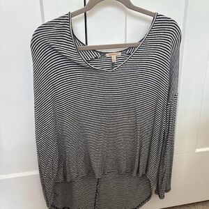 Anthropologie Black and White Striped Long Sleeve Top
